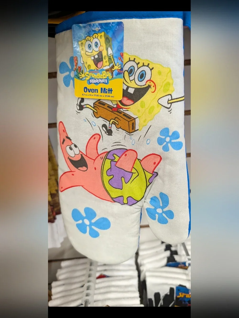 SpongeBob Squarepants Yellow & Blue Cartoon Face Kitchen Towel